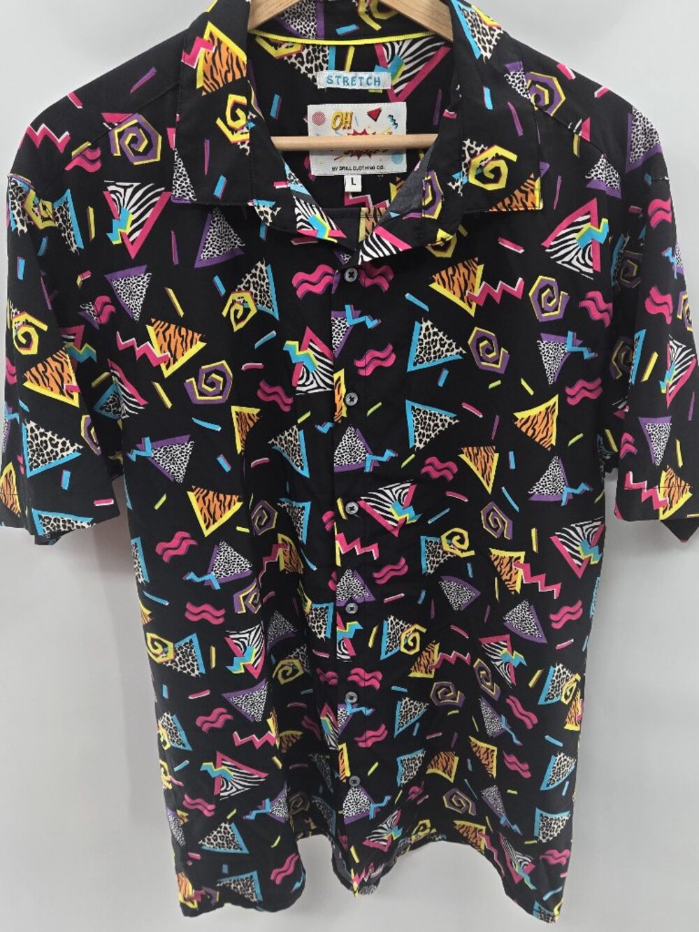 Oh Snap By Drill Clothing Retro 80s 90s Geometric Button Down Shirt Large